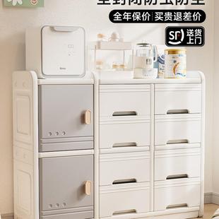 收纳柜宝宝用品置物架落地柜子多层衣柜一体婴儿喂养台儿童储物柜