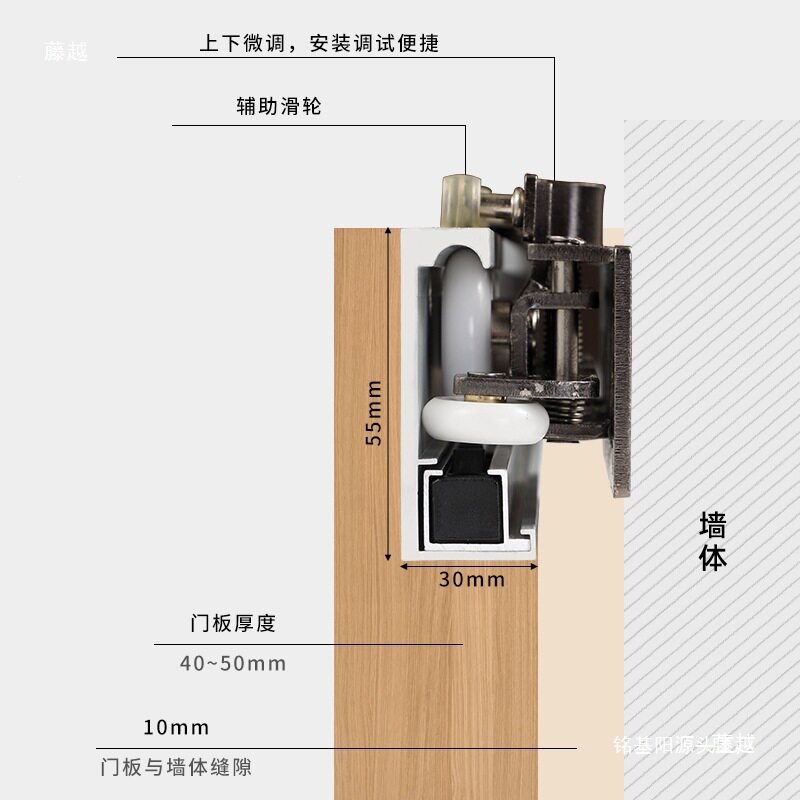 幽灵门五金配件无轨移门隐形轨道木门悬浮推拉门双向缓冲吊垒德株