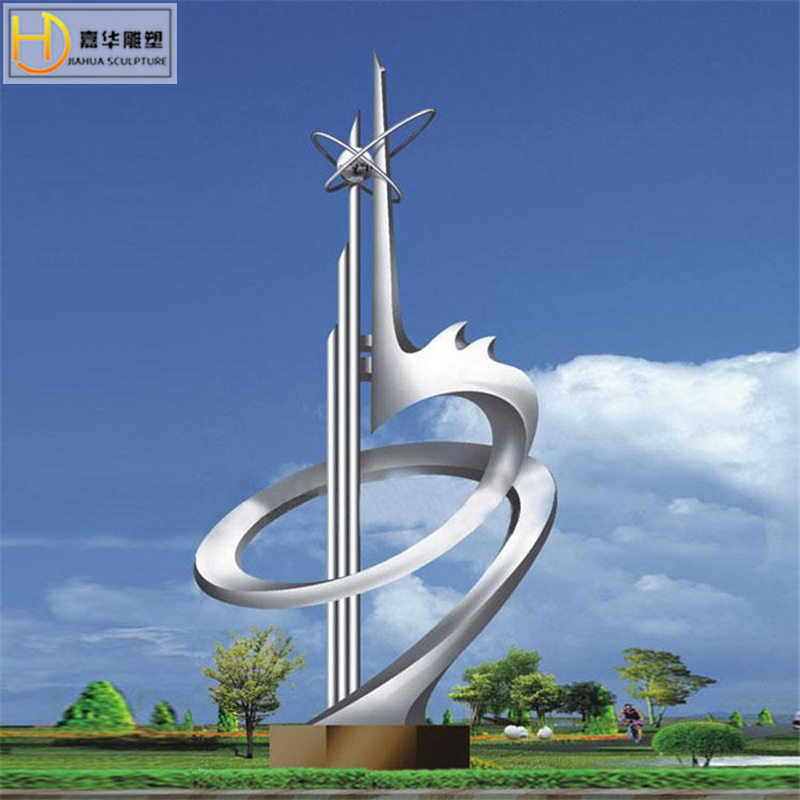 大型不锈钢雕塑制作户外园林景观抽象镜面铁艺镂空异型金属摆件