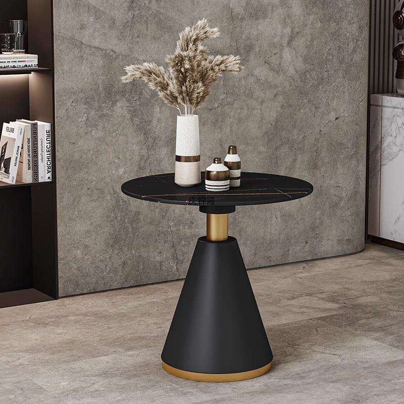 简约岩板茶几圆形餐桌客厅轻奢高级感现代桌子金属家用加工