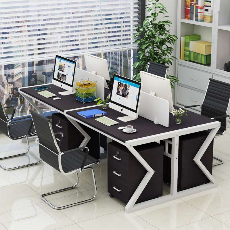 员办公桌简约屏风组合电脑桌办公室带储柜工作台四人位员工工位桌