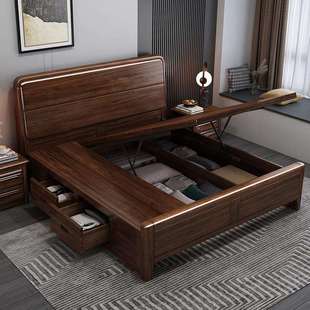 新中式1米5全实木床榫卯结构主卧2025年新款现代简约主卧床加床垫