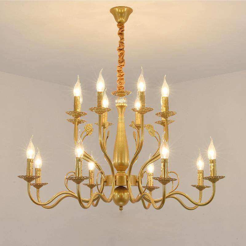 欧式双层铁艺蜡烛吊灯美式客厅餐厅吊灯简约个性卧室灯具