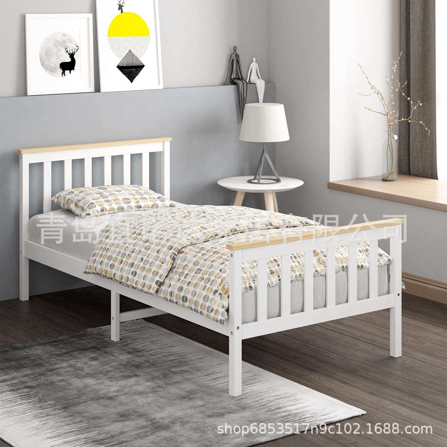 宿舍出租屋宾馆简易实惠实木松木床工厂直发卧室家具床出口品质