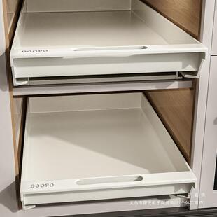 橱柜拉篮滚轮抽拉式厨房置物架可下水槽深柜碗碟抽屉式收纳盒