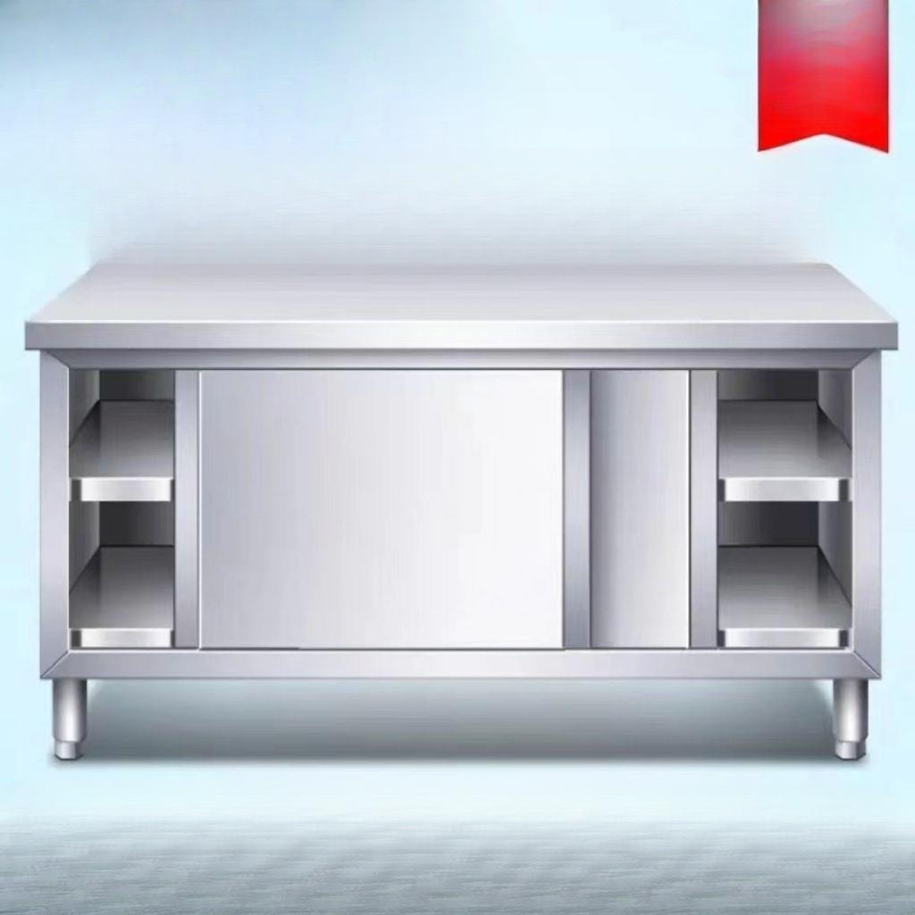 不锈钢工作台厨房橱柜商用餐饮店桌子家用操作台推拉门置物架