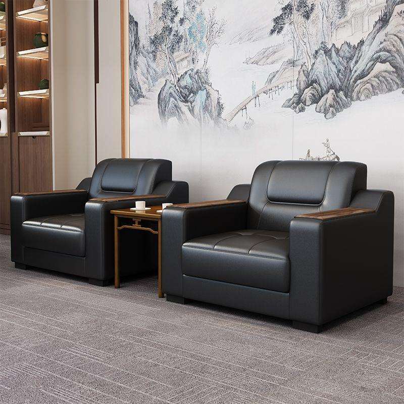 商务接待沙发办公室会客洽谈区新中式直排简约现代茶几组合会议厅
