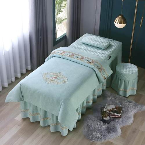 2025新款竹纤维活性印染床罩四件套0.9米单人床罩纯色居家床品套