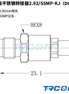 毫米波RF测试级转接器连接器转接头2.92mm母转SSMP公2.92/SSMP-KJ