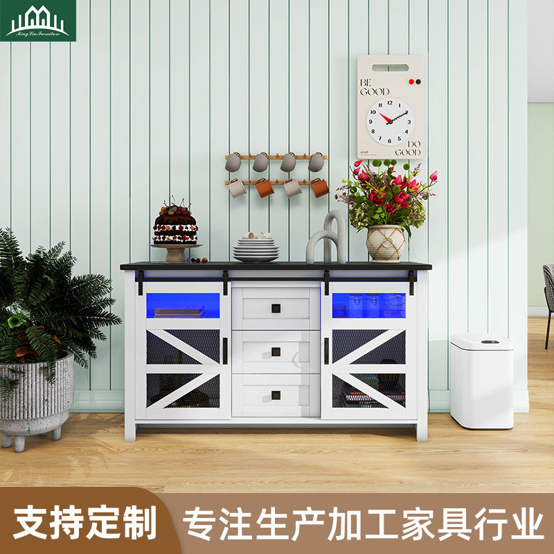 现代简约铁网谷仓门餐边柜