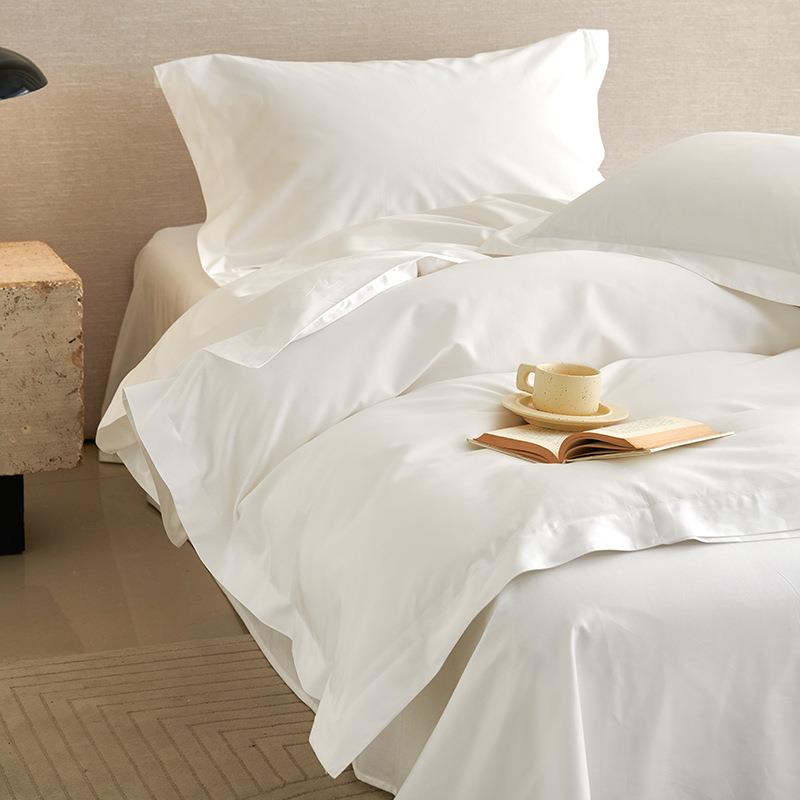 店布草四件套纯被贡缎宾馆QEV床上棉用品民宿白色套床单枕酒套