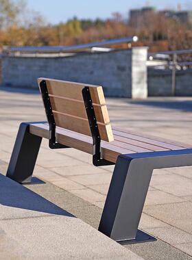 户外公园长背椅实木休闲椅广BZY-52-0场靠街道小室区景观园林外座