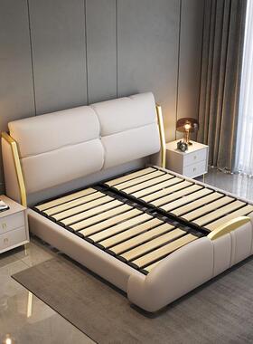 式轻奢艺床1意.8米现代简约高端大气主卧皮2.0米双人AHG大储床物