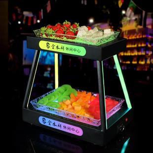 542金酒吧发光果盘架K字TV专用小吃碟LED水属双层工形梯形果架