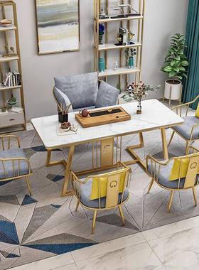 中式大理石茶桌椅组合茶家用小户型铁艺KWM茶时台茶新馆公司尚泡