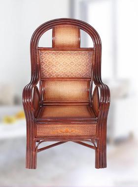 ty005藤师编办藤公座椅天然真老板椅太椅老人休阳台高靠背腾闲椅