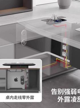 高档总裁老桌板办公桌老板办公室办公桌组椅合tb-72383现代总理室