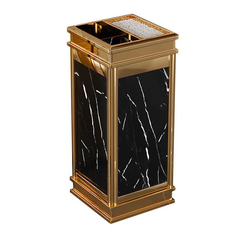 酒角无品牌/店大理石垃圾桶海棠座地烟灰桶不垃锈钢四菱角圾筒带