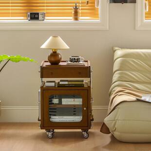 9C中古小复小野边柜推车实木床头柜卧室收架纳置物古机器人边几柜