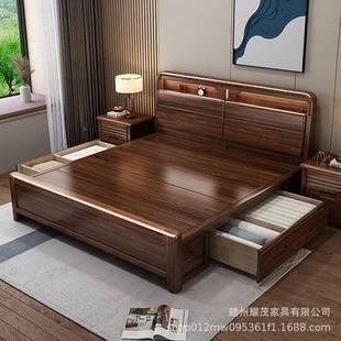 实木床热销榜1米5胡榫卯结构180x200带桃木床垫应灯储感物ZJB双人