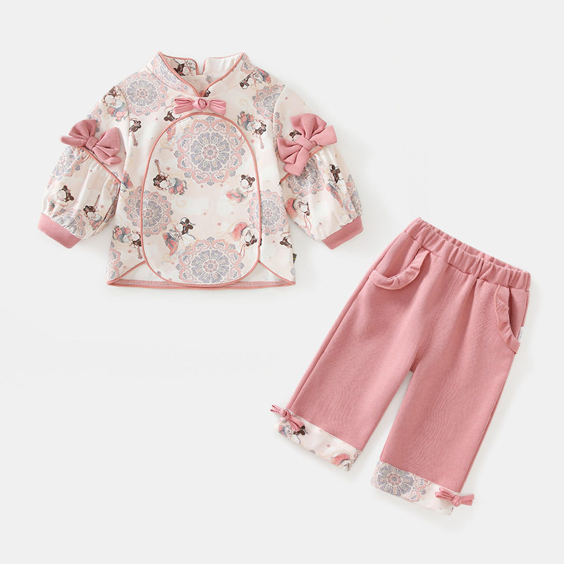 女宝宝春季中国风衣服裤两件套