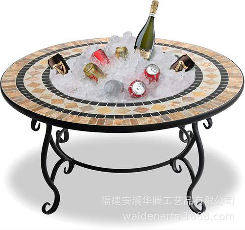 铁艺火炉户外庭院美式BBQ瓷砖马赛克火炉桌烧烤桌