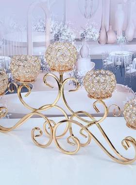 创欧式装铁艺ZT-10685头水晶烛台浪漫软烛光意晚餐家居西餐厅蜡烛
