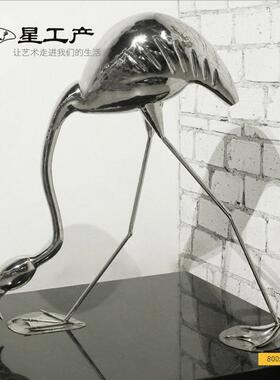 不S300122锈钢仙鹤雕塑景售楼物处庭院景草坪水动落地摆件不锈钢