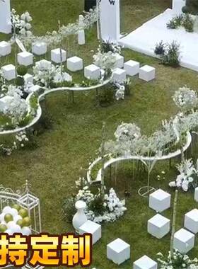 新款HNW婚S礼型甜品台铁艺甜品桌圆庆桌户迎宾区铁艺白色外婚道具