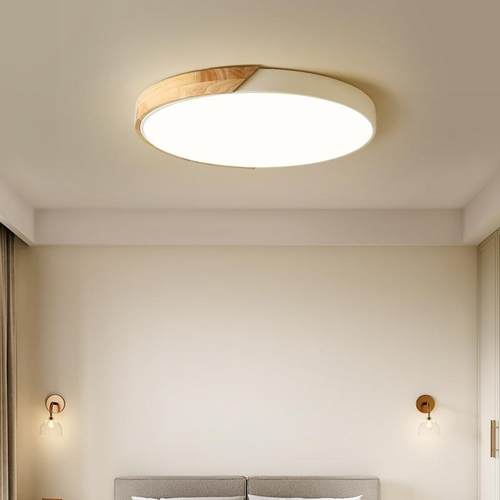 809具卧室吸顶灯现代简书约主卧房间木艺睡房圆灯形房LED灯护眼智