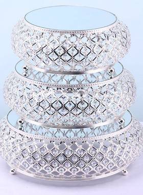 欧式店镜面蛋糕架置婚礼现QWV场布甜台摆件装饰品托盘酒灯笼款点