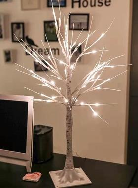 光户外防水桦树发树彩灯直播间背FJR景装饰氛白围灯场景布置庭院