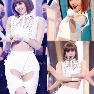 blackpink同款甜酷白色上衣裤子打歌服女团kpop夜场gogo演出服女