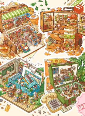 时空工坊喵子2.0时光之盒造景贴纸拼图3D微缩小屋可爱DIY手账咕卡