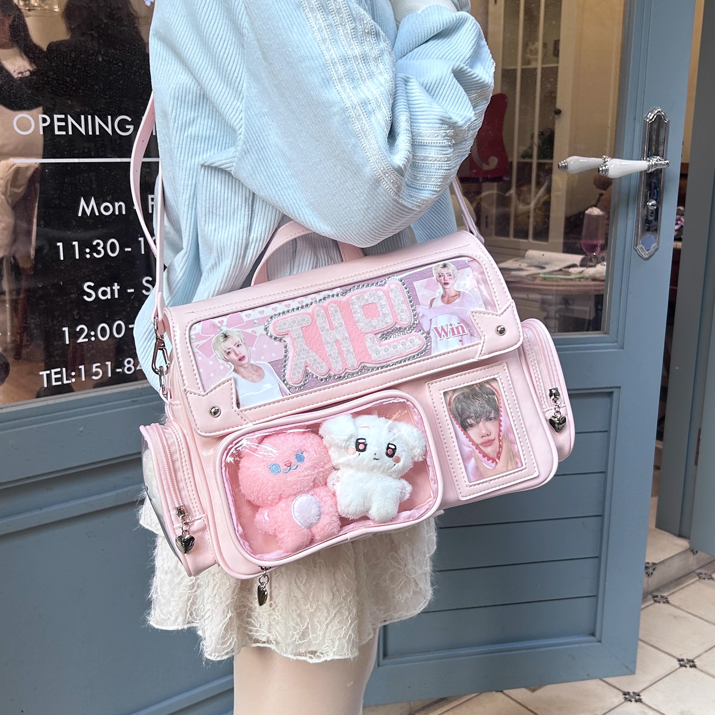 可以藏东西演唱会祝愿家游乐园痛双肩暗层痛包娃包学院风藏灯牌包