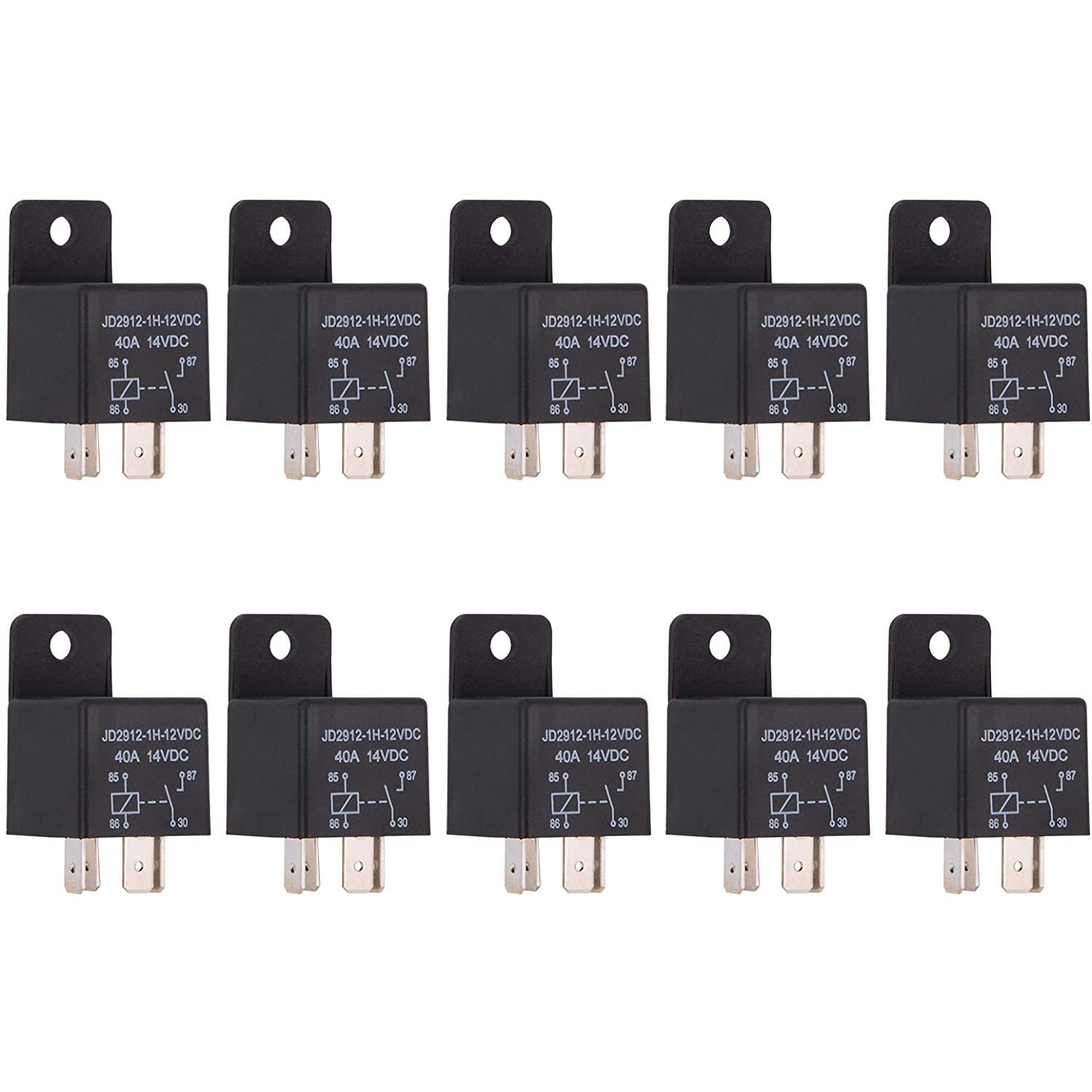 40A12V继电器四脚十只装 JD2912继电器 汽车继电器多用途继电器