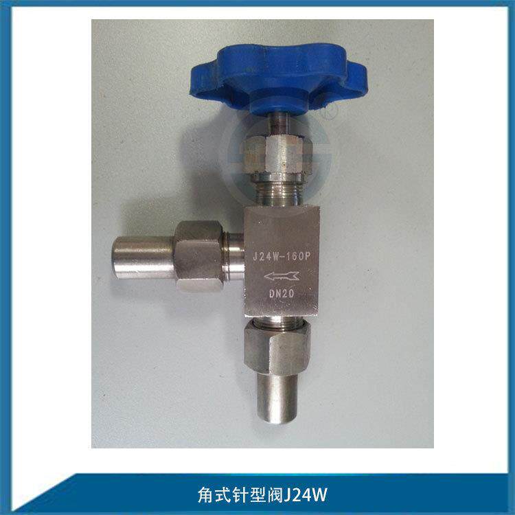 外螺纹角式针型阀J24W-160P手动单向外螺纹90度不锈钢针型截止阀