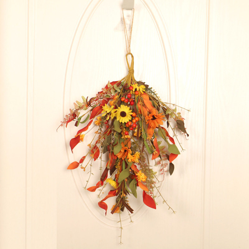 仿真花雏菊门挂倒挂树装饰品 仿真菊花秋色感恩节门挂 厂家批发