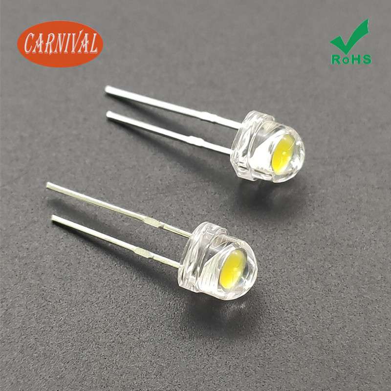 F5草帽红绿蓝金黄光led灯珠5mm草帽灯暖白色led直插灯珠大杯草帽