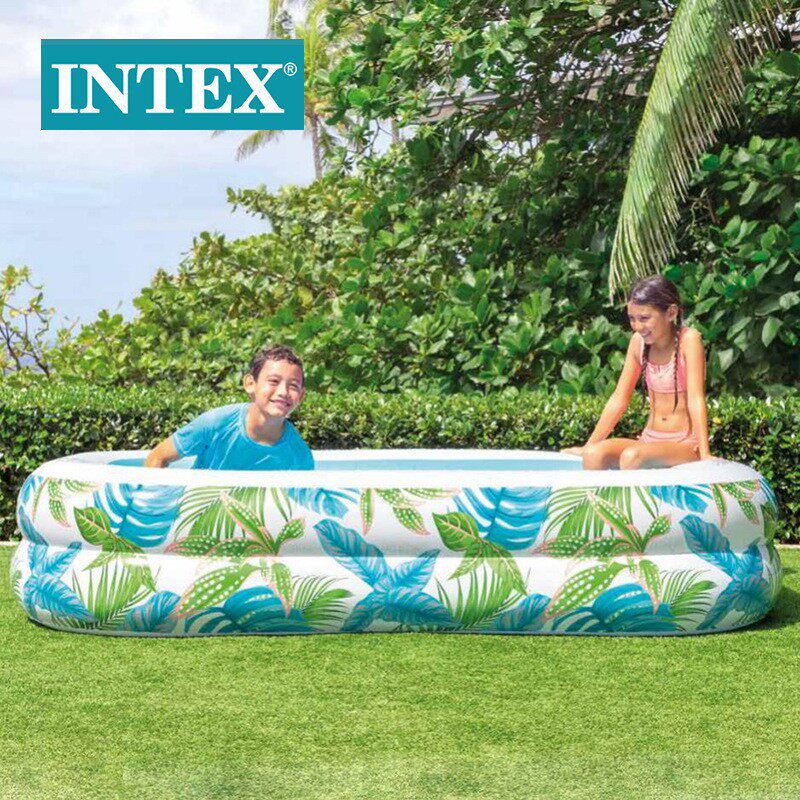 INTEX57177热带树叶长方形充气水池厚实家居泳池户外儿童戏水池