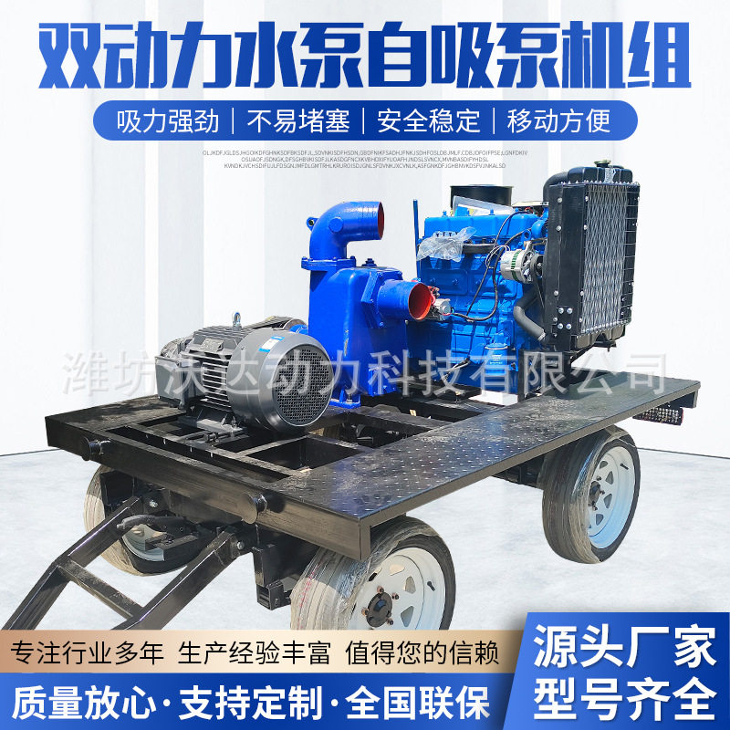 电机发动机双动力水泵自吸泵机组柴油机清水抽水泵工业管道排水泵