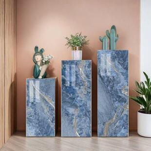 轻奢岩板花架客厅玄关家用摆件花盆花架子石材落地式摆台底座室内