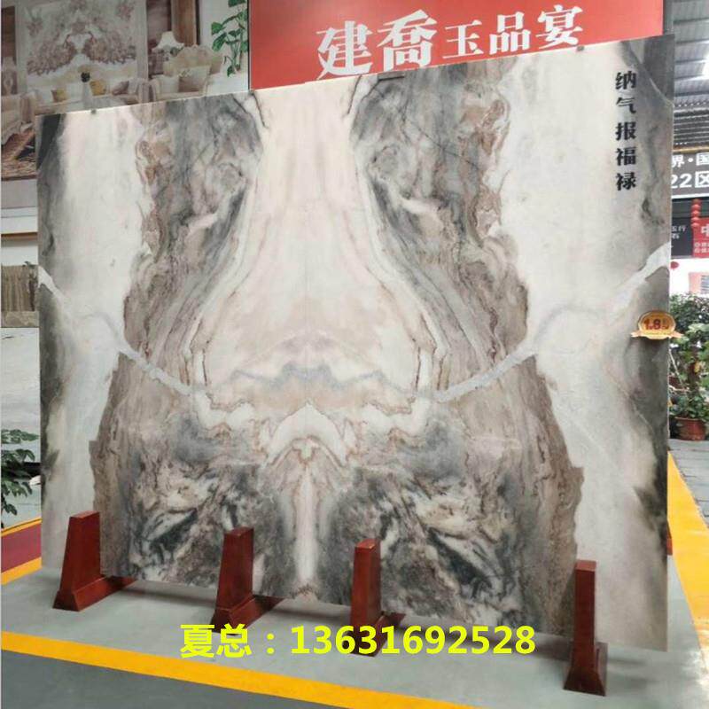 广东生产人造石大理石仿大理石纹效果大板岗石高温渗釉印花机