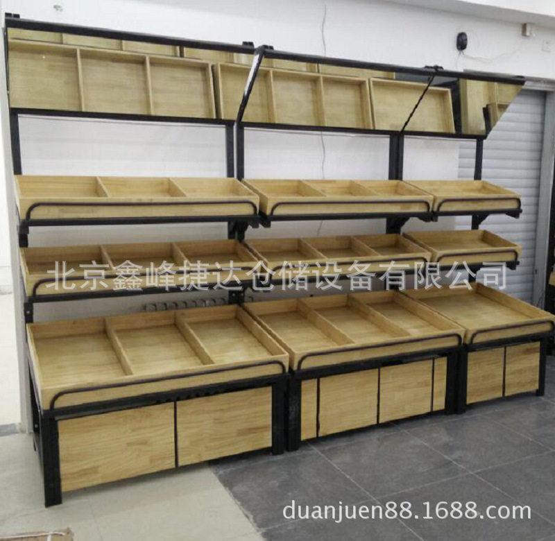 新款钢木水果架蔬菜架便利店超市蔬果展示架水果蔬菜店货架果蔬架