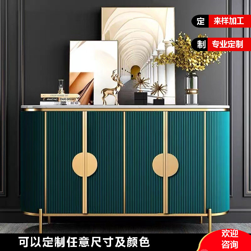 轻奢岩板餐边柜现代简约客厅入户玄关柜靠墙储物柜家用隔断装饰柜