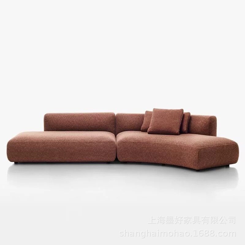 设计师艺术感轻奢客厅美容院布艺沙发组合意式极简异形弧形沙发