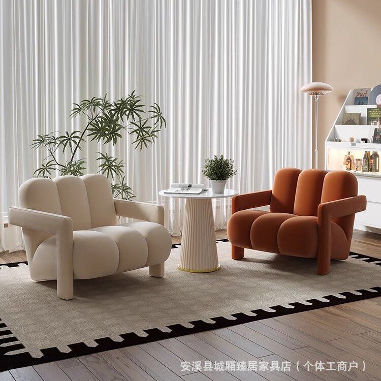 设计师单人沙发椅布艺客厅现代简约创意懒人单椅轻奢高级小休闲椅