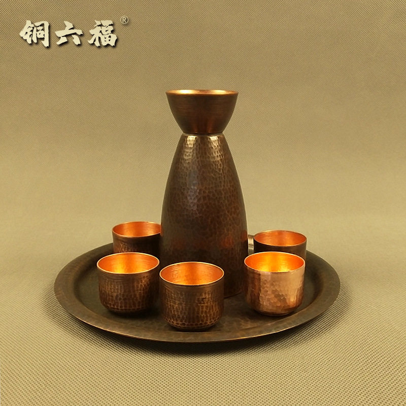 复古酒杯纯紫铜日式温酒壶仿古烫酒壶清酒壶小酒盅分酒器铜酒杯