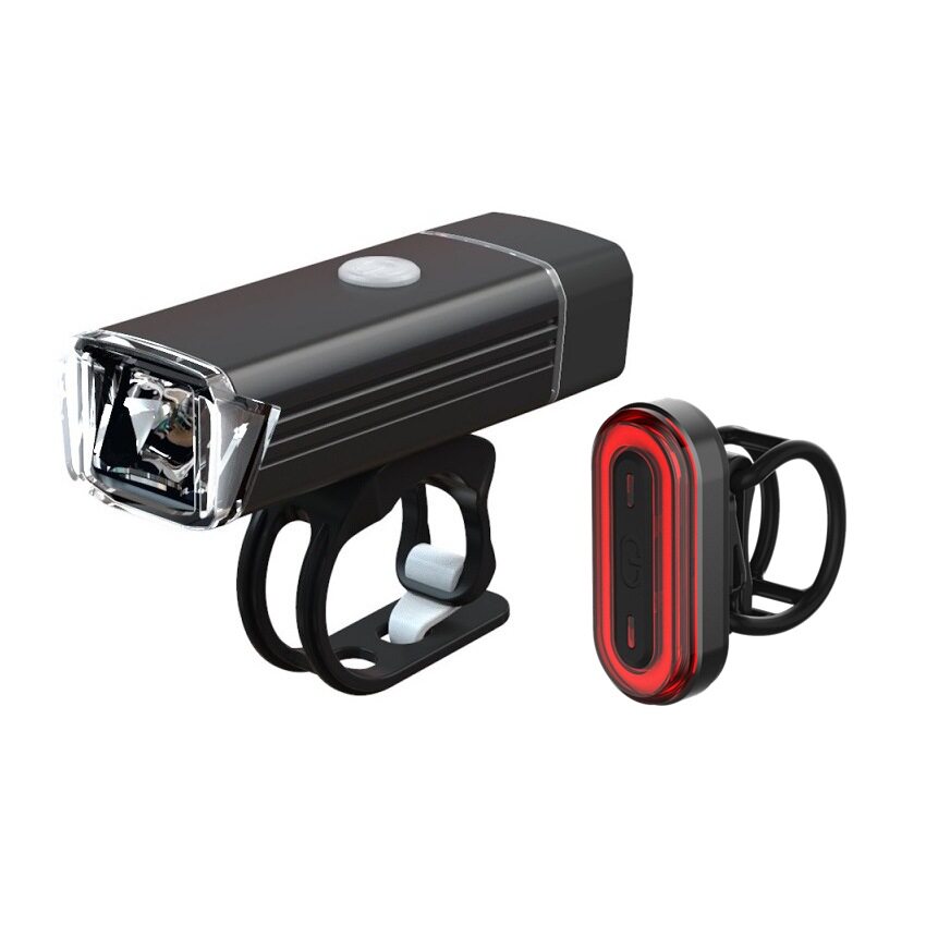 EOS100+BK400 USB充电LED手电筒公路山地骑行自行车前灯尾灯套装