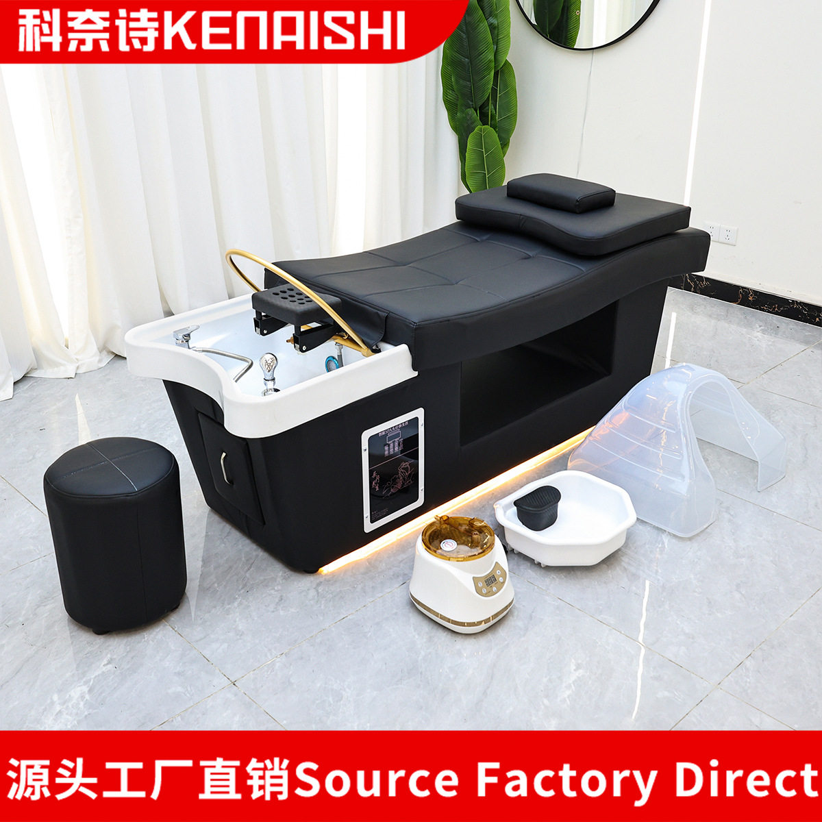 跨境泰式头疗洗头床水循环熏蒸理发店专用按摩采耳床美容院洗脸吧